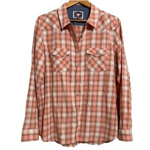 Desert Son Flag & Anthem Women's XL Shirt Plaid Cowgirl Western Snap‎ Button